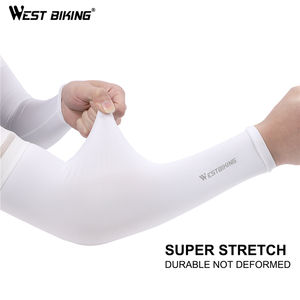 OUEST VÉLO OEM/ODM En Gros Chine Usine UV Protection Glace Soie Bras Manches Respirant Confortable <span class=keywords><strong>Lycra</strong></span> Blanc Manchon de Cyclisme - Product Image 4