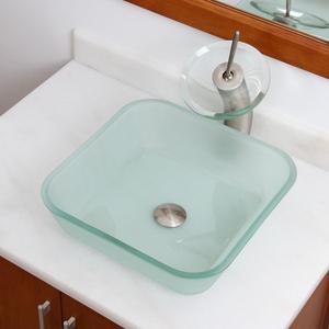 Lavabo Quadrato in Vetro Satinato Mini per Bagno - Product Image 2