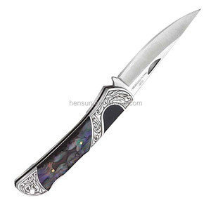 الفولاذ المقاوم للصدأ للطي سكين جيب سكين هدية مع pakka الخشب خشب الأبنوس مقبض اللؤلؤ جعل في الصين - Product Image 2