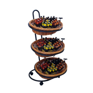 Estante de Mimbre de 3 Niveles para Exhibición de Frutas en Supermercados, Organizador de Mimbre para una Organización Eficaz - Product Image 6