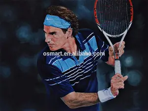 innenausstattung begriffe hand bemalt der König von Tennismatch Federer Ölbild auf leinwand großhandelspreis für wohnzimmer