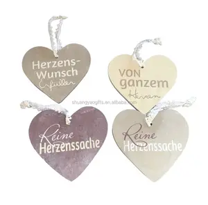 Wooden heart shaped with REINE HERZENSSACHE printing christmas hanging ornament