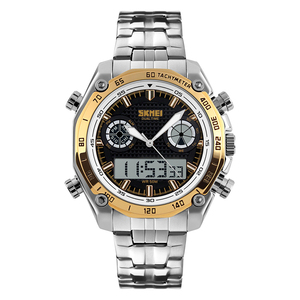 <span class=keywords><strong>Montre</strong></span>-bracelet numérique à quartz en acier inoxydable Skmei 1204 de marque originale, montres étanches pour hommes - Product Image 4