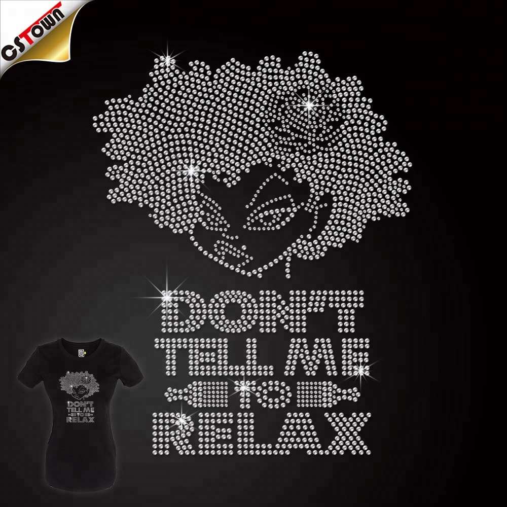 Bling sexy della signora ragazza afro trasferimento del rhinestone di cristallo del rhinestone di scambio di calore di disegni