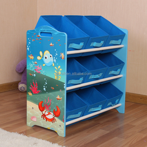 Trẻ Em Phòng Chơi Tổ Chức Gỗ Vải <span class=keywords><strong>Toddler</strong></span> Bé Trẻ Em Đồ Chơi Tổ Chức Kệ Với 9 Lưu Trữ Thùng - Product Image 2