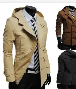 Hot selling homens moda botão casaco longo alibaba expresso por atacado casaco de inverno