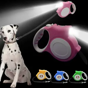 Alta calidad perro automática retráctil Correa con luz LED linterna