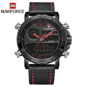 NAVI FORCE Herren uhr Digital Sport Herren uhren Top Marke Luxus Lederband Analog LED Quarz Herren uhr Neu