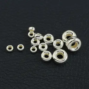 S1565 纯银 Rondelle Spacer 珠子，925 银甜甜圈垫片珠子