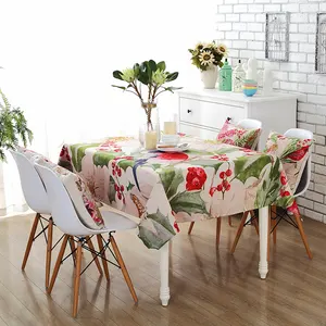 new model colorful flower digital printing linen cotton casino table cloth