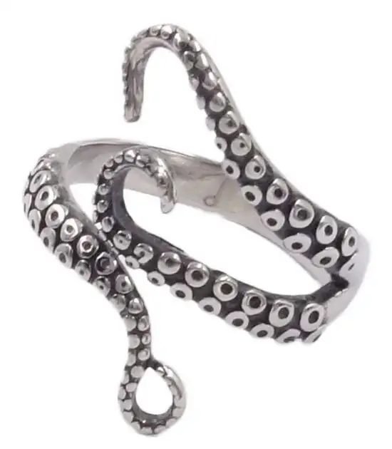 Mode Diepzee Inktvis Octopus Vinger Ring Open Verstelbare Size Mannen Vrouwen Punk Monster Stemming Groothandel Statement Sieraden