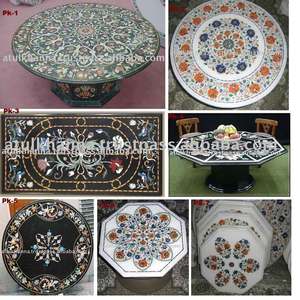 Handmade <b>White</b> Marble Inlay Work <b>Dining</b> <b>Table</b> - Product Image 1