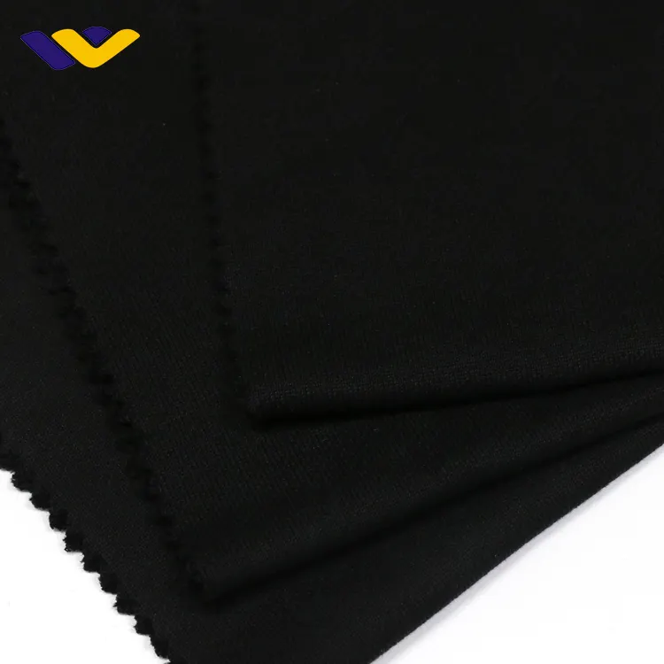 Macio preto heather 100% algodão francês terry tecido de malha em estoque para moletom com capuz da camisola