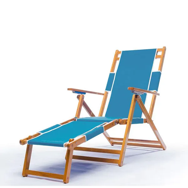 عالية الجودة خشب الزان الفولاذ المقاوم للصدأ أجزاء النسيج قماش خشبي كرسي صالة كرسي شاطئ قابل للطي في الهواء الطلق