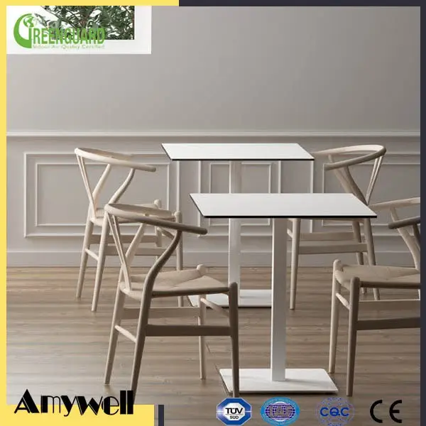 Amywell resistente al fuego núcleo Sólido fenólico compacto HPL mesa de restaurante occidental