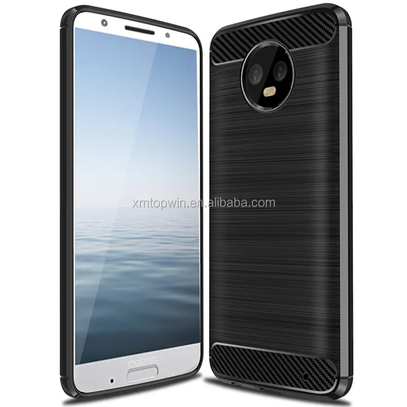Hot! High quality Carbon Fiber Pattern Brush TPU Phone Back Case Cover For Motorola Moto G6 plus