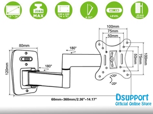 Full Motion <strong>TV</strong> Wall Mount <strong>Bracket</strong> 10-26 <strong>Inch</strong> LCD LED Monitor Holder Swivel Tilt <strong>Bracket</strong> Swing Arm VESA <strong>50</strong>/75/100mm Loading 10kgs - Product Image 5