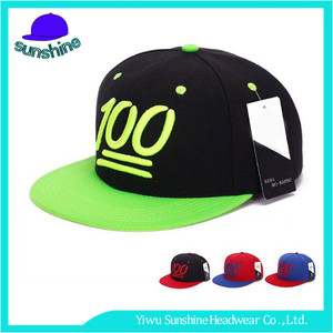 <span class=keywords><strong>100</strong></span> puntuación de ala verde bordado hip hop gorras snapback sombreros al por mayor/tapas con borde redondo - Product Image 1
