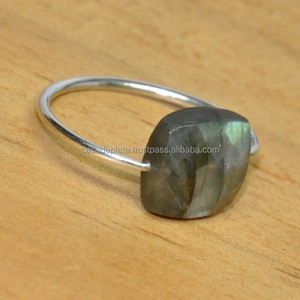 Cushion Shape <b>Labradorite</b> Gemstone 925 Sterling Silver Gold Plated <b>Ring</b> Jewelry - Product Image 2
