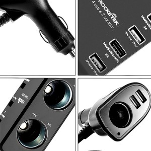 Rocketek 45.5 W 3 12 <span class=keywords><strong>V</strong></span> toma de <span class=keywords><strong>cargador</strong></span> de coche, 6 Tomas de Corriente USB <span class=keywords><strong>Cargador</strong></span> de Coche con 35 "cable - Product Image 4