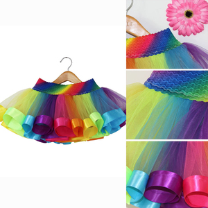 Falda tutú de satén para niñas, colores del arco iris - Product Image 3