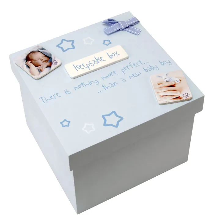 Baby Boy blau Pappe Andenken Box Kleidung Box benutzer definierte Design