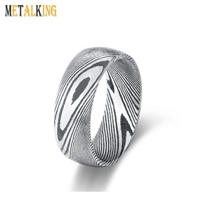 Damaskus Stahl Ehering gewölbte Form Herren Ring 8mm Comfort Fit