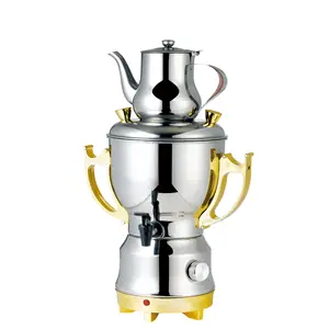 3.5L Stainless steel electric samovar/tea maker with golden plating