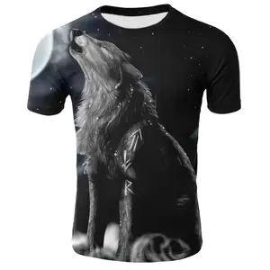 Oem Ontwerp 3d Volledige Sublimatie Printproces T-shirt, Wolf 3d T-shirt, Leeuw 3d Printing T-shirt