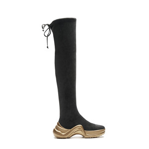 WETKISS Nuovo Arrivo Slip On Sopra Il Ginocchio Stivali Piattaforma Rotonda Tratto Pianeggiante di Inverno Stivali Scarpe Donna Lace Up Pelle Scamosciata Coscia stivali alti - Product Image 3