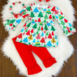 Conjunto Navideño de Algodón para Bebés y Niños Pequeños, Pantalones con Volantes Rosas, Ropa de Invierno para Niños, Fabricante de Ropa, Conjuntos Navideños para Niñas - Product Image 3