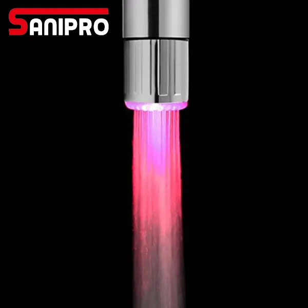 SANIPRO Temperatur control 3 Farbe Wasser Power dusche wasserhahn licht wasser sparende wasserhahn belüfter ändern Led wasserhahn licht