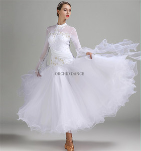 Professional Women Girls Competition <strong>White</strong> Ballroom <strong>Dance</strong> <strong>Dress</strong> - Product Image 1
