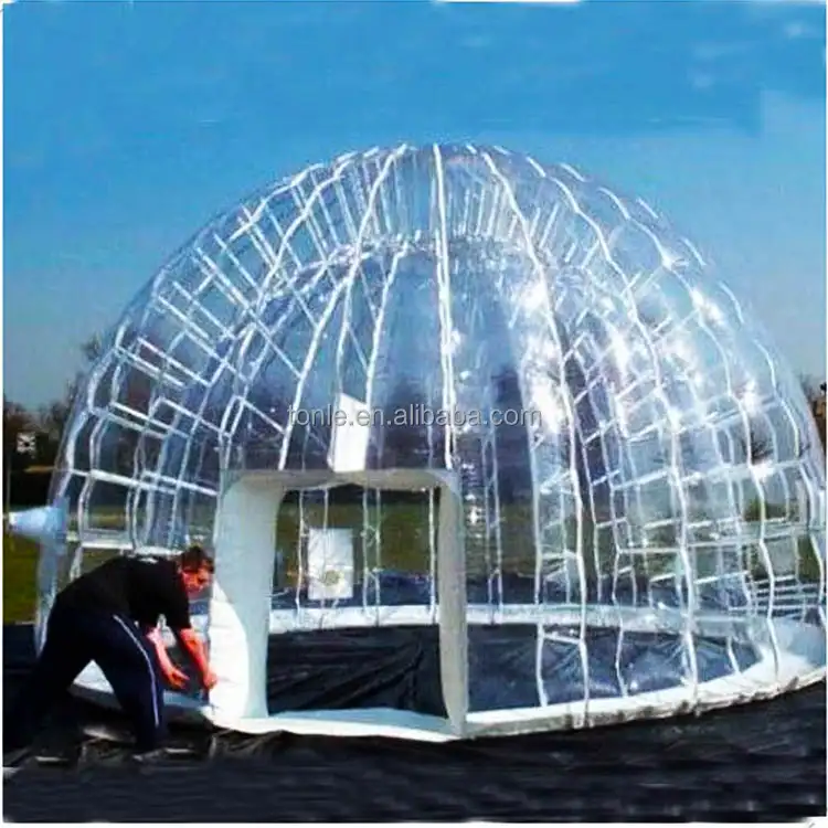 Tenda Transparan Tiup Bening Luar Ruangan, Kubah Geodesic Tiup, Tenda Kubah Lumens untuk Dijual