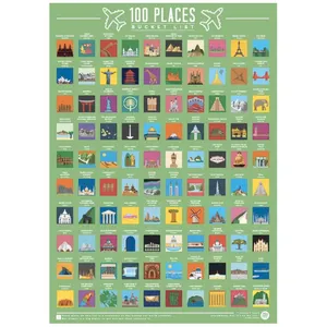Индивидуальные печатные плакаты с царапинами, 100 мест, 100 городов, список царапин