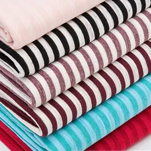 In stock knitted slub stripe price textile polyester cotton blend fabric