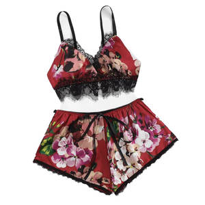 90622-MX93 estivo 2 <span class=keywords><strong>pezzi</strong></span> Set pantaloncini pigiami <span class=keywords><strong>donna</strong></span> rifiniti con lacci - Product Image 2