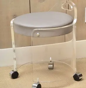 Akrilik banyo vanity tabure ile tekerlekler