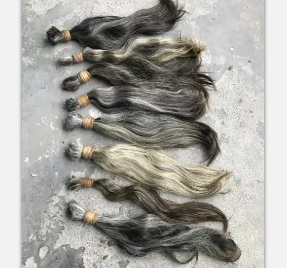 Hair Virgin Natural Grey Bulk Malaysian Hair Braiding Extension Raw Human Hair 50-100cm 1kg