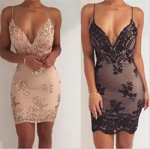 JIEXI FASHION hot selling Summer women's new sexy strapless halter sequin dress