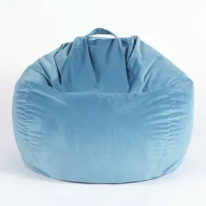 Refreshing Baby Blue Teardrop Velvet Puff Bean Bag Seat Living Room Furniture Home Bean The Seat OEM Or ODM Foam Stuffed Lounger