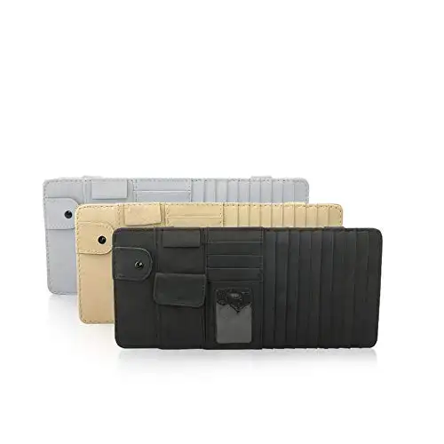 Shenzhen factory leather with rfid blocking car visor card holder with CD holder