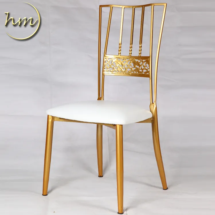 Toptan otel mobilya fantezi demir özelleştirilmiş renk düğün ziyafet altın bukalemun chiavari sandalye