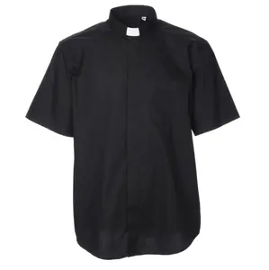 Camisa clerical de manga curta fornecedores de roupas