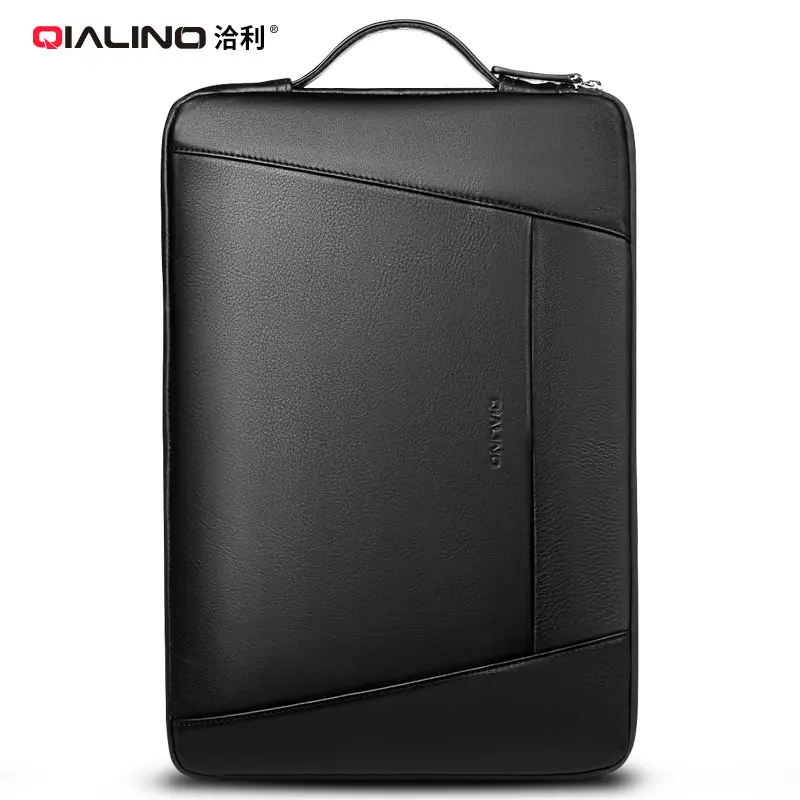 2018 QIALINO Luxury New arrival Business Men's leather handbag genuine leather for macbook leather case bag 12/13/15 inch