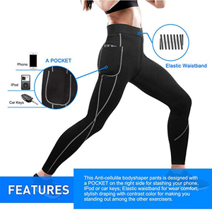 Pantalon en néoprène amincissant pour perte de poids au sauna pour femmes avec poche latérale Hot Thermo Fat Burning Sweat Leggings - Product Image 6