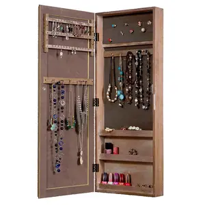 Fashion wall mount hanging type jewelry organizer cabinet armoire with mirror