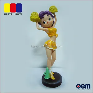 Vie Taille 3D Jaune Jupe Cheerleaders Fille Résine Figure Pour La Décoration