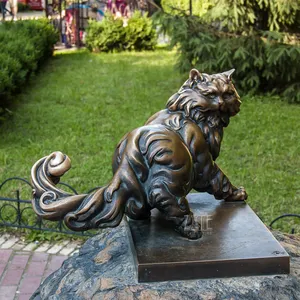 Tamaño de la vida arte de Metal fundido Animal estatua de bronce escultura de gato