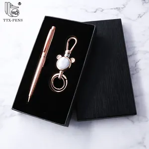 TTX Metal Twist Kugelschreiber Metall Schlüssel bund mit zwei Ringen Geschenkset Stift mit Box